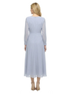Chicsew Modern V-Neck Tea-Length Long Sleeves Ruched A-Line Chiffon Mother Of The Bride Dresses