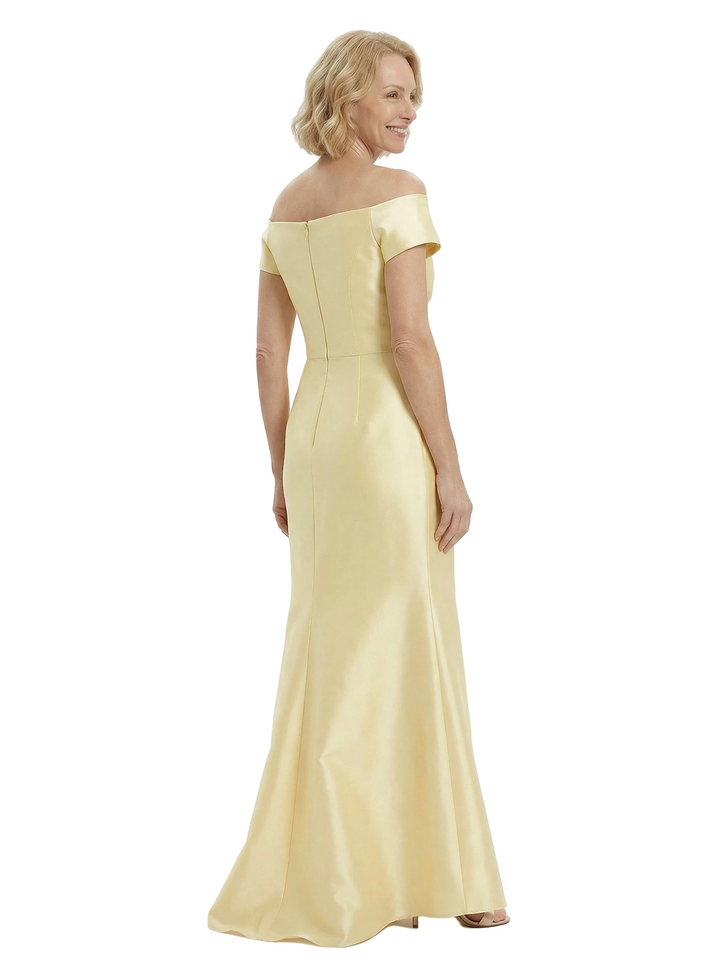 Chicsew Off The Shoulder Satin Mermaid Mother Of The Bride Dresses With Oversized Bow Knot