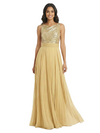 Chicsew Sparkly Sequin Top Sleeveless Ruched A-Line Chiffon Mother of The Bride Gown