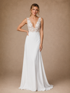 ChicSew Spaghetti Straps V-Neck Sleeveless A-Line Lace Crepe Long Wedding Dress