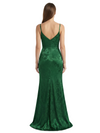 ChicSew Formal Dresses For Women Elegant Jacquard Satin Spaghetti Straps Side Slit Mermaid Long Formal Evening Dresses