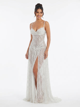 ChicSew A-line Spaghetti Straps Maxi Long Sequin Wedding Dresses Online
