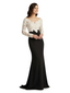 Chicsew V-Neck Long Sleeve Floral Applique Mermaid Floor Length Fancy Mother Of The Bride And Groom Dresses