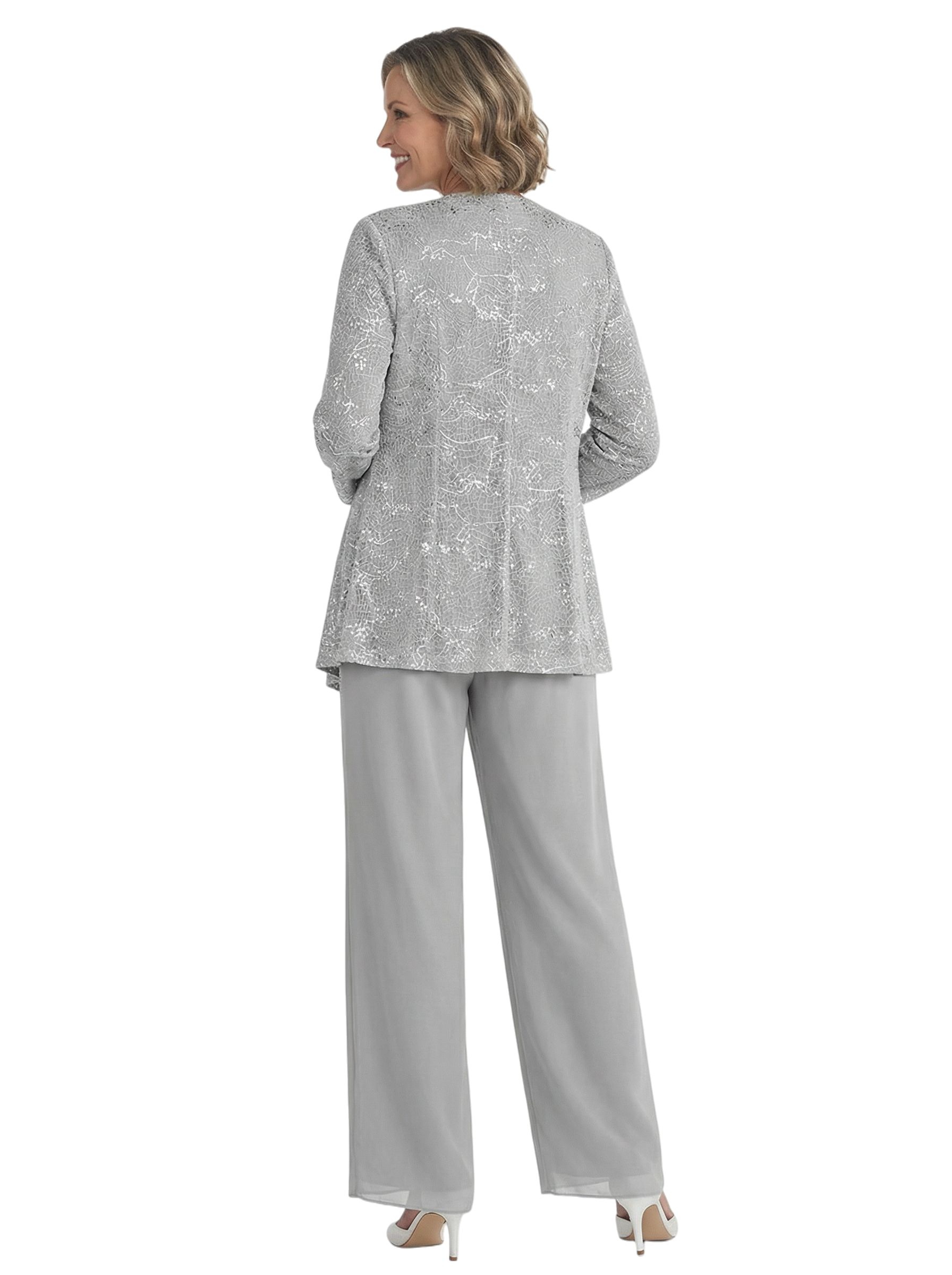 ChicSew Elegant Mother Of The Groom Pant Suits With Sequin Lace Jacket Modern Evening Set
