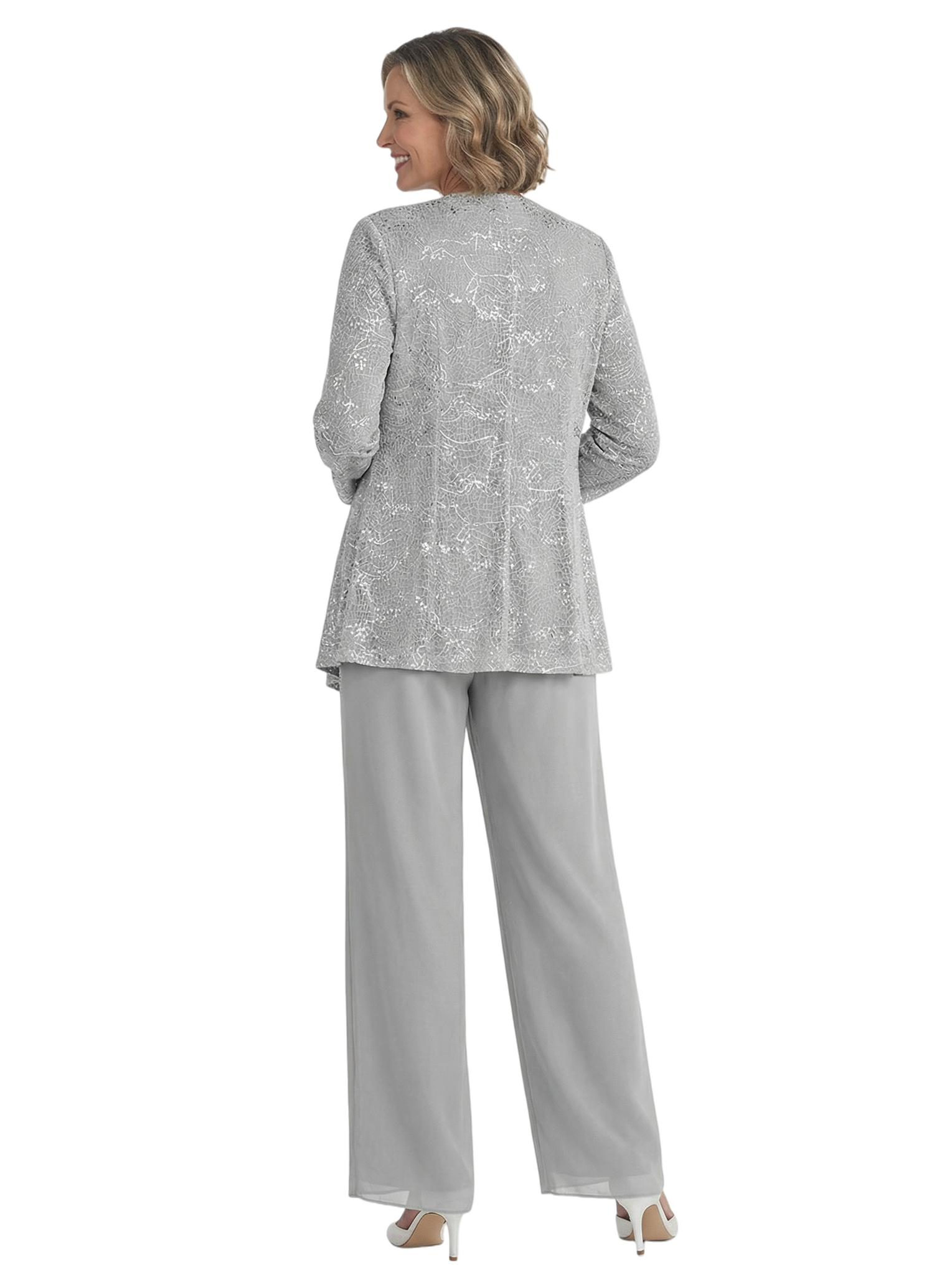 ChicSew Elegant Mother Of The Groom Pant Suits With Sequin Lace Jacket Modern Evening Set