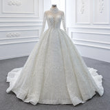 ChicSew Luxurious High Neck Beaded Ball Gown Wedding Dress