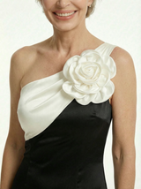 Elegant Black And White Satin Mermaid One Shoulder Long Mother Of The Bride Dresses