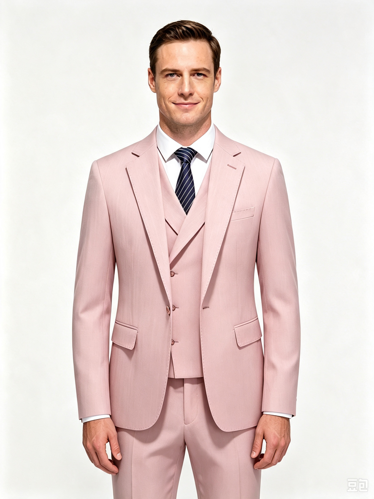 Classic 3 Piece Pink Men's Suit with Regular Fit and Sophisticated Peak Lapel