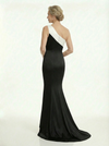 Elegant Black And White Satin Mermaid One Shoulder Long Mother Of The Bride Dresses