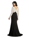 Chicsew V-Neck Long Sleeve Floral Applique Mermaid Floor Length Fancy Mother Of The Bride And Groom Dresses