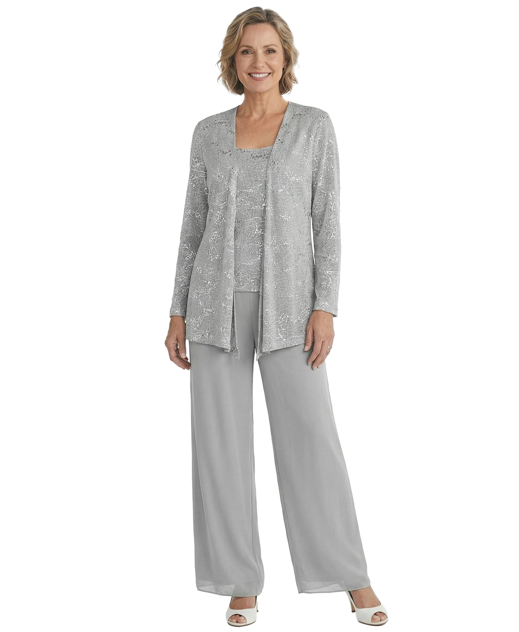 ChicSew Elegant Mother Of The Groom Pant Suits With Sequin Lace Jacket Modern Evening Set