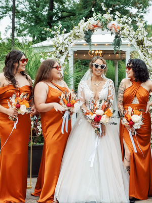 Burnt Orange Satin Bridesmaid Dress