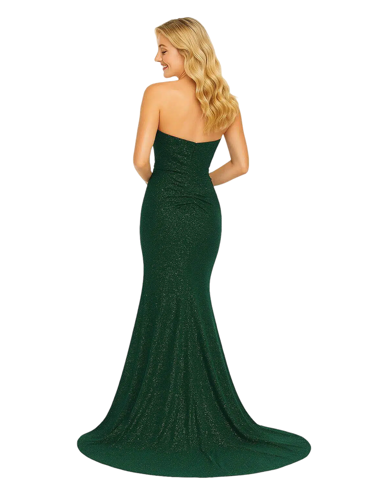 Shiny Glitter Jersey Sweetheart Sleeveless Long Party Prom Dresses Graduation Dresses