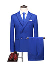Royal Blue 2 pieces Men‘s Suit Slim Fit Flat Double Breasted Peak Lapel Tuxedo CN501