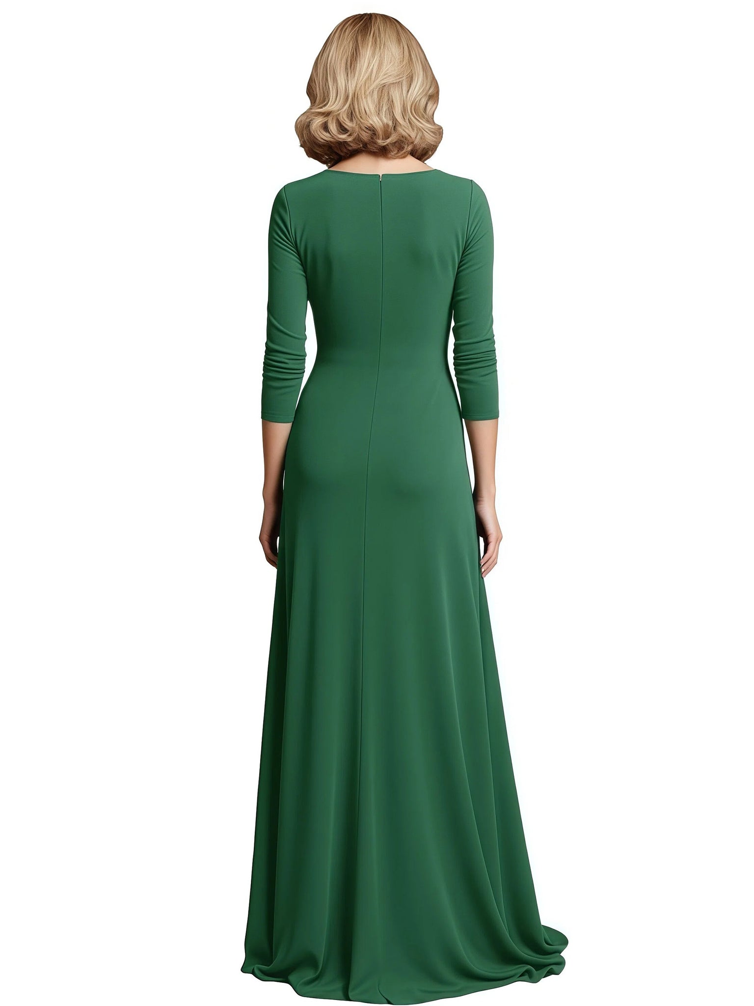 Elegant Chiffon V-Neck Side Slit Ruched Floor Length Mother Of The Bride Dresses