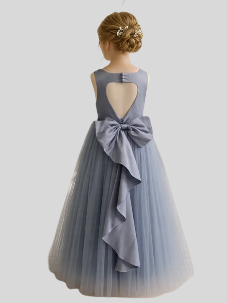 Flower Girls with Bow A-line Princess Gown for Wedding Kids Dress