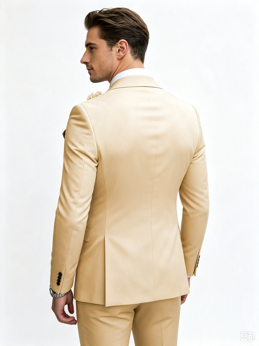 Classic 2 Piece Champagne Men's Suit with Regular Fit and Sophisticated Peak Lapel