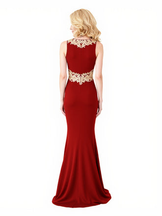 Elegant Crepe V-Neck Mermaid Side Slit Applique Long Mother Of The Bride Dresses