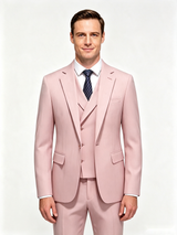 Classic 3 Piece Pink Men's Suit with Regular Fit and Sophisticated Peak Lapel