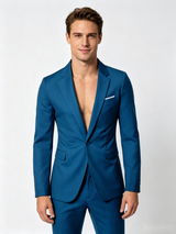 Classic 1 Piece Ocean Blue Men's Suit with Regular Fit and Sophisticated Peak Lapel