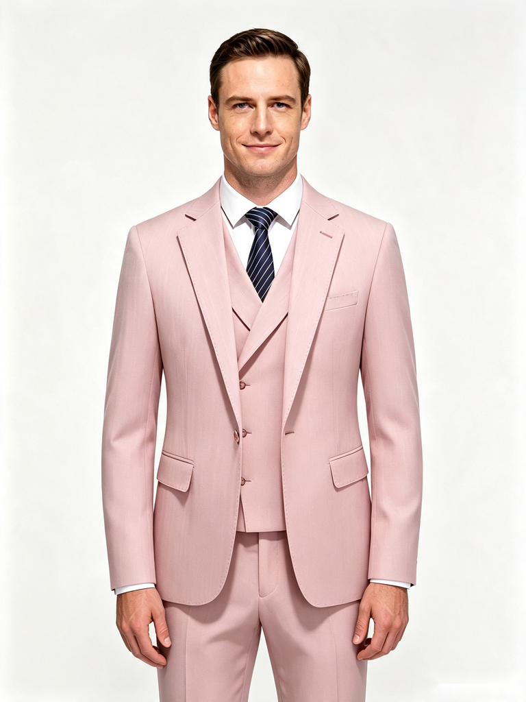 Classic 2 Piece Pink Men's Suit with Regular Fit and Sophisticated Peak Lapel