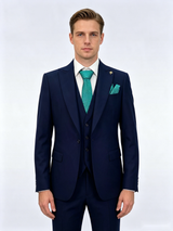 Classic 1 Piece Dark Navy Men's Suit with Regular Fit and Sophisticated Peak Lapel