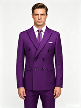 Classic 2 Piece Purple Men's Suit with Regular Fit and Sophisticated Peak Lapel