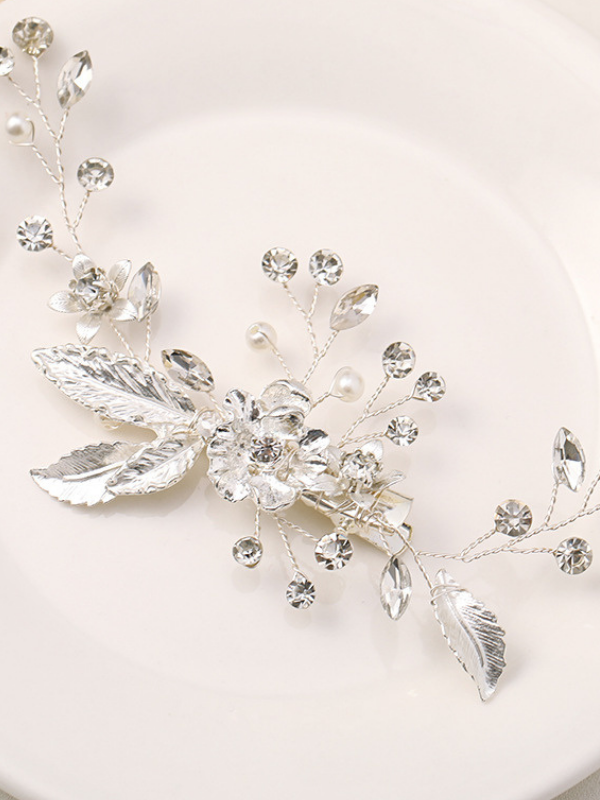 Simple Fairy Beauty Tiara Delicate Handmade Flower Side Clip Bride Wedding Dress Hairpin
