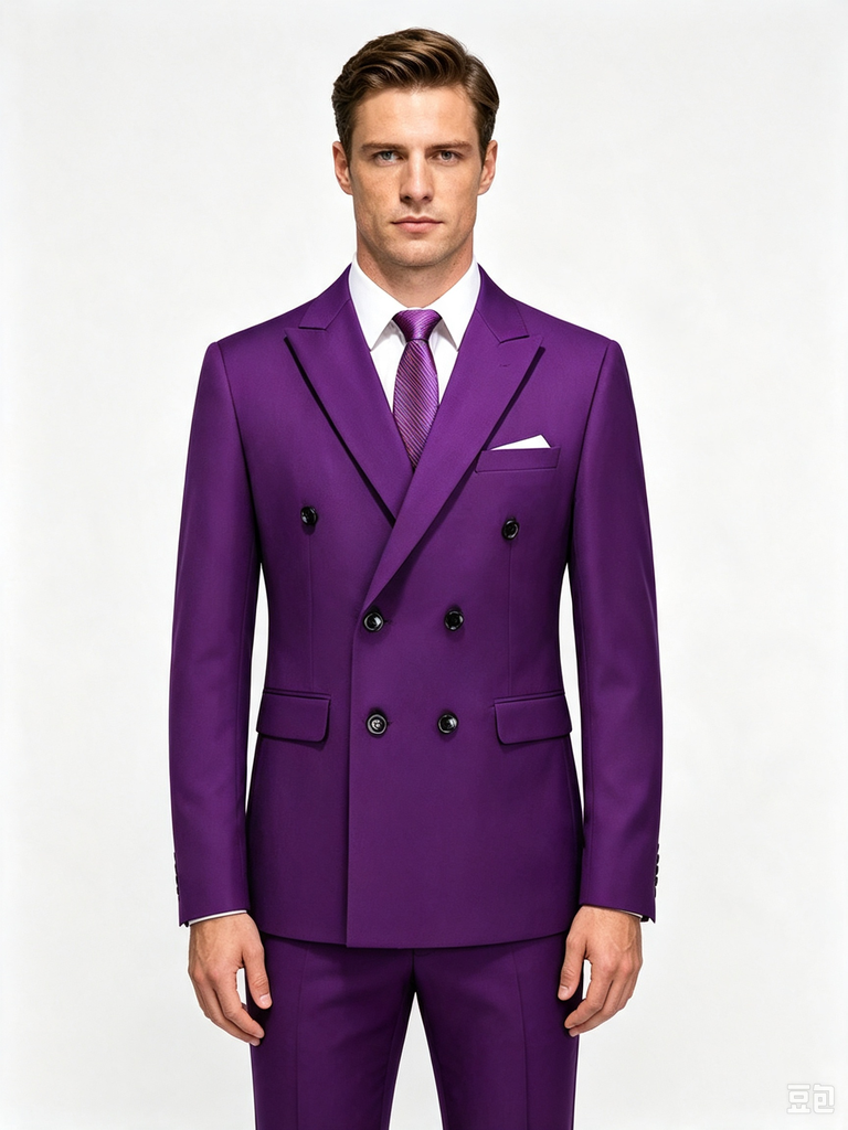 Classic 2 Piece Purple Men's Suit with Regular Fit and Sophisticated Peak Lapel