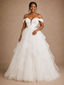 ChicSew Romantic Off The Shoulder Ruffled Tulle A-Line Maxi Wedding Dress With Applique
