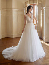 Elegant Open Back A-line  Maxi Long Lace Wedding Dresses Online