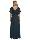 Elegant V-Neck Side Slit Bell Sleeves Chiffon A-Line Mother of The Bride Dresses