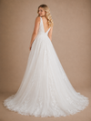ChicSew Romantic V-Neck Spaghetti Straps Sleeveless Lace Tulle A-Line Maxi Wedding Dress