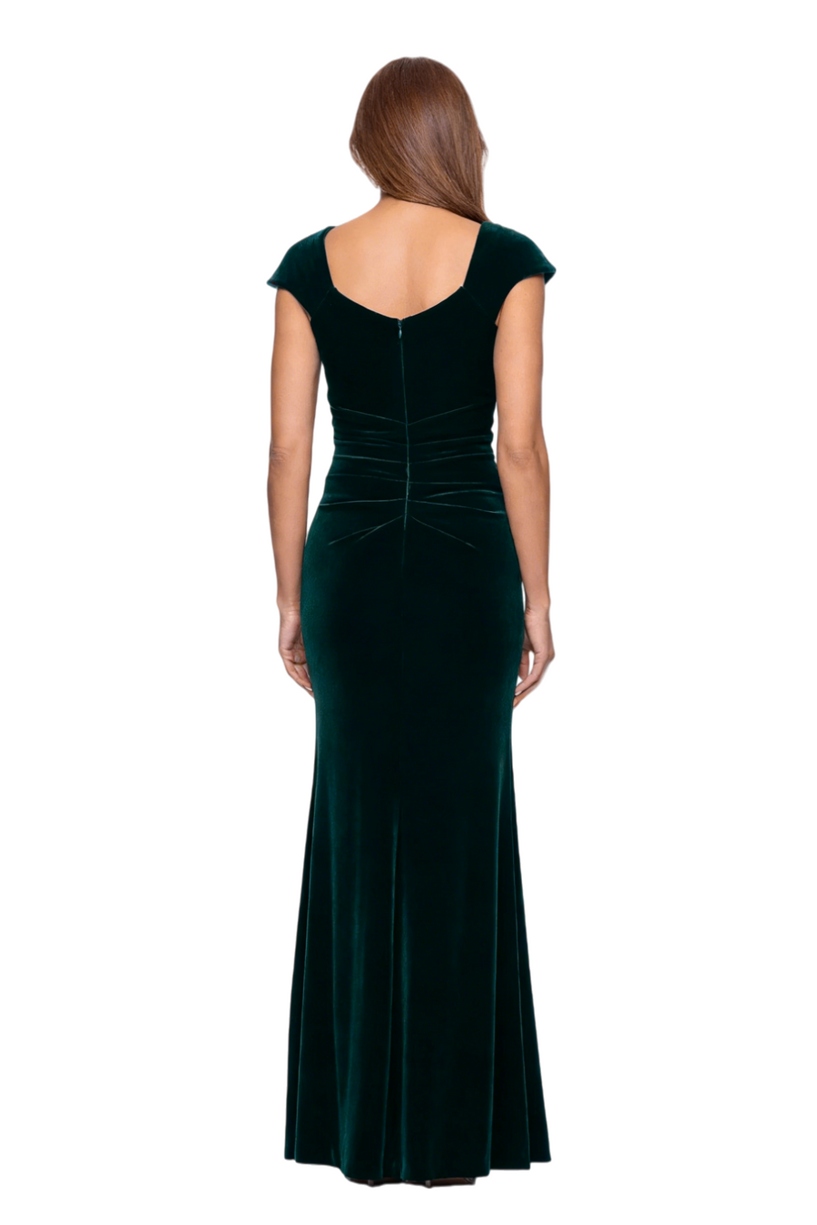 Chicsew Asymmetric Cap Sleeve Ruched Sheath Floor Length Velvet Slit Detail Luxurious Mother Of The Bride And Groom Dresses
