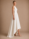 ChicSew Fancy Sabrina A-Line Sleeveless Satin High-Low Wedding Dress