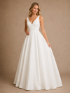 ChicSew Elegant V-Neck A-Line Crepe Ruched Floor-Length Wedding Dresses