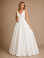 ChicSew Elegant V-Neck A-Line Crepe Ruched Floor-Length Wedding Dresses