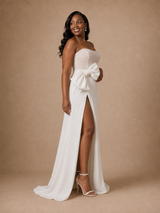 ChicSew Elegant Crepe Sweetheart Mermaid Side Slit Floor-Length Wedding Dress With Beading