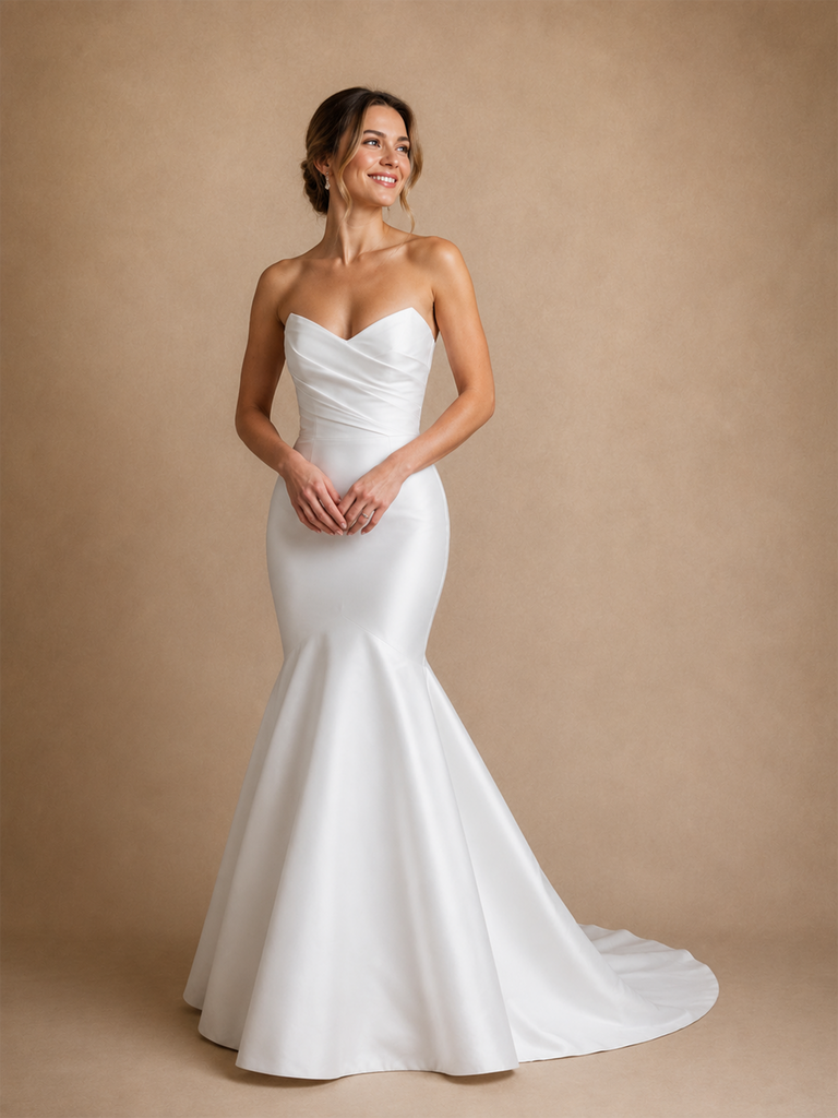 ChicSew Classy Elegant Stain Sweetheart Mermaid Sleeveless Long Wedding Dresses