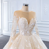 ChicSew Luxurious Illusion Long Sleeves Ball Gown Wedding Dress