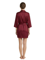 Women's V-Neck Trim Bride Bridesmaid Robes Silk Like Bridal Party Robes for Wedding Robes