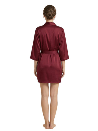 Women's V-Neck Trim Bride Bridesmaid Robes Silk Like Bridal Party Robes for Wedding Robes