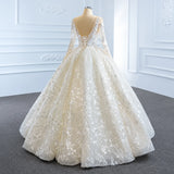 ChicSew Luxurious Illusion Long Sleeves Ball Gown Wedding Dress