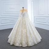 ChicSew Luxurious Illusion Long Sleeves Ball Gown Wedding Dress