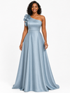 ChicSew Elegant One Shoulder Soft Satin A-Line Floor-Length Bridesmaid Dresses With Flower