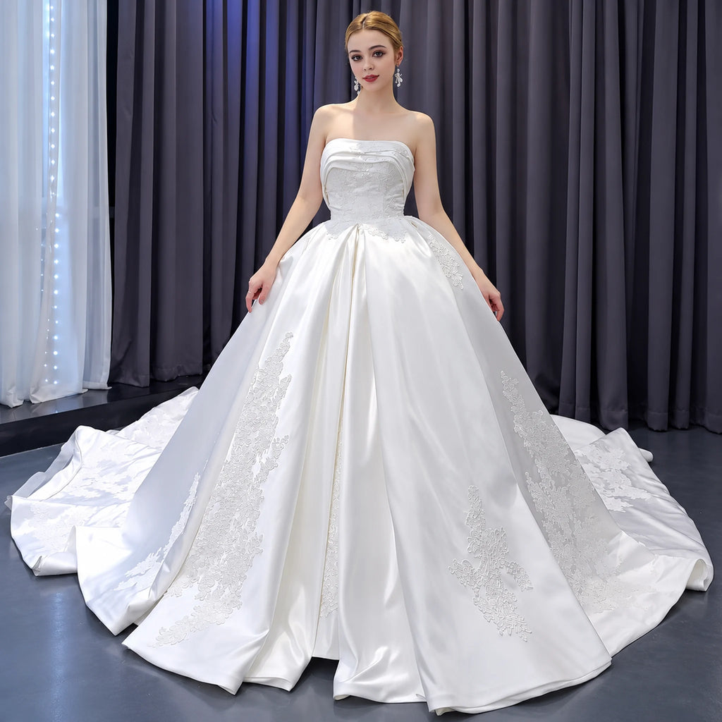ChicSew Strapless A-Line Lace Appliques Wedding Dress