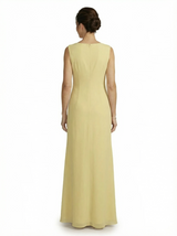 Chicsew Boat Neck Cap Sleeves Chiffon Sheath Mother Of The Bride Dresses With Applique