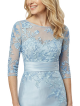 Chicsew Elegant Scoop Half Sleeve Lace Satin Mermaid Gown Mother of The Bride Dresses