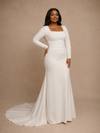 ChicSew Elegant Mermaid Crepe Long Sleeves Square Neck Maxi Long Wedding Dress