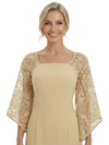 Chicsew Mother of The Groom Dresses Beautiful Square Neck Bell Sleeve Lace Midi Dress Classy Fitted Formal Bridal Party Attir
